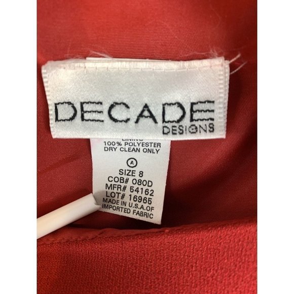 Vintage dress Decade Designs sz 8 Red Long Sleeve 90's NWT MADE IN USA - Picture 4 of 10